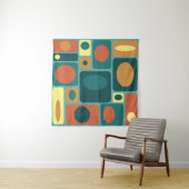 ミッドセンチュリーモダンターコイズ長方形 タペストリー (インサイチュ)