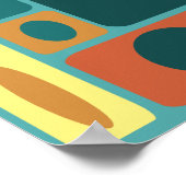 ミッドセンチュリーモダンターコイズ長方形 ポスター (角)