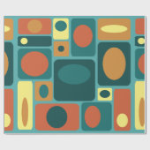 ミッドセンチュリーモダンターコイズ長方形 ラッピングペーパー (フラット)