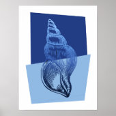 ミッドセンチュリーモダンターバンプリント海ブルー ポスター (正面)