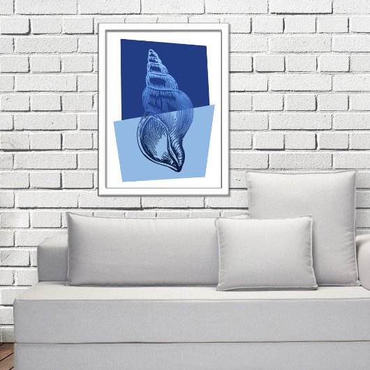 ミッドセンチュリーモダンターバンプリント海ブルー ポスター