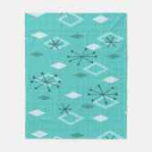 ミッドセンチュリーモダンダイアモンズアクアマリン フリースブランケット (正面)