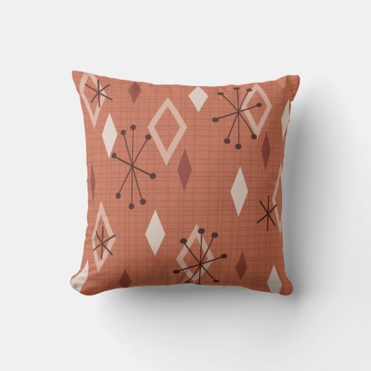 ミッドセンチュリーモダンダイヤモンドオレンジ クッション (正面)