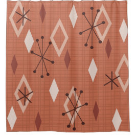 ミッドセンチュリーモダンダイヤモンドオレンジ シャワーカーテン