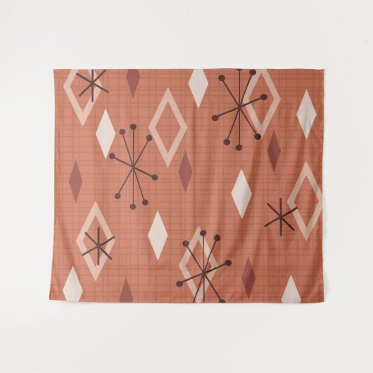 ミッドセンチュリーモダンダイヤモンドオレンジ タペストリー (正面(横))