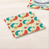 ミッドセンチュリーモダンダイヤモンドスターバスト原子 スクエアペーパーコースター (アングル)