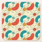 ミッドセンチュリーモダンダイヤモンドスターバスト原子 スクエアペーパーコースター (正面)