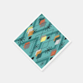 ミッドセンチュリーモダンダイヤモンドターコイズ スタンダードカクテルナプキン (角)