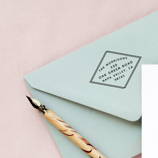 ミッドセンチュリーモダンダイヤモンドフレーム差出人住所 ラバースタンプ