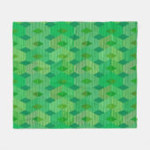 ミッドセンチュリーモダンダイヤモンドプリント、ジェードグリーン フリースブランケット (正面(横))