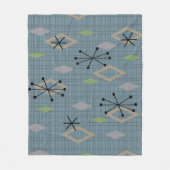 ミッドセンチュリーモダンダイヤモンド石板グレーブルー フリースブランケット (正面)