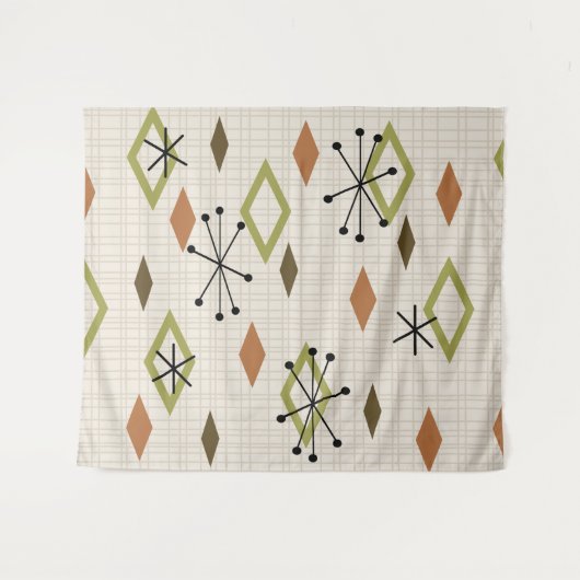 ミッドセンチュリーモダンダイヤモンド自然アーストーン タペストリー (正面(横))