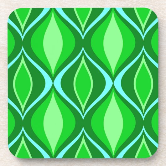 ミッドセンチュリーモダンダイヤモンド、エメラルドグリーン コースター (正面)