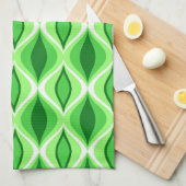 ミッドセンチュリーモダンダイヤモンド、エメラルド&ライムグリーン キッチンタオル (四つ折り)