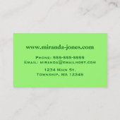 ミッドセンチュリーモダンダイヤモンド、エメラルド&ライムグリーン 名刺 (裏面)