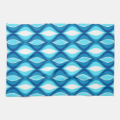 ミッドセンチュリーモダンダイヤモンド、デニム・ブルース キッチンタオル (横)