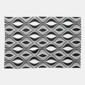 ミッドセンチュリーモダンダイヤモンド、ブラック、ホワイト、グレー キッチンタオル (横)