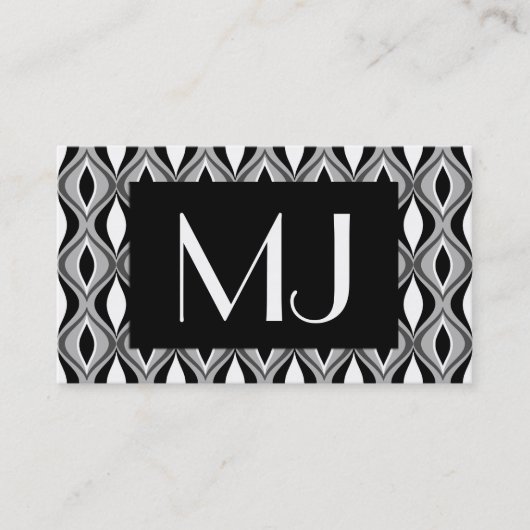 ミッドセンチュリーモダンダイヤモンド、ブラック、ホワイト、グレー 名刺 (正面)