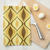 ミッドセンチュリーモダンダイヤモンド、マスタード金ゴールド キッチンタオル (四つ折り)