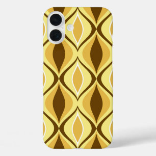 ミッドセンチュリーモダンダイヤモンド、マスタード金ゴールド iPhone 16 PLUSケース