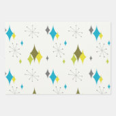 ミッドセンチュリーモダンダイヤモンド、魚、アボカドグリーン ラッピングペーパーシート (正面)