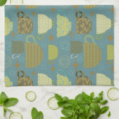 ミッドセンチュリーモダンダスティブルーティーカップ キッチンタオル (折り畳み)