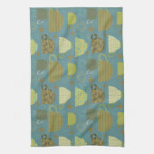 ミッドセンチュリーモダンダスティブルーティーカップ キッチンタオル (縦)