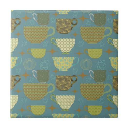 ミッドセンチュリーモダンダスティブルーティーカップ タイル (正面)