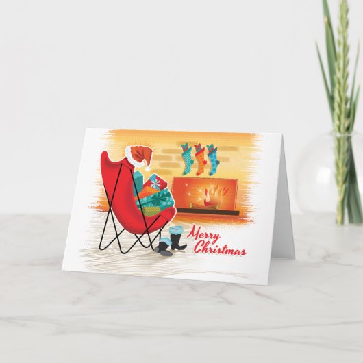 ミッドセンチュリーモダンチェアのクリスマスカード シーズンカード (正面)