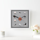 ミッドセンチュリーモダンチェアレトロカラー スクエア壁時計 (ホーム)