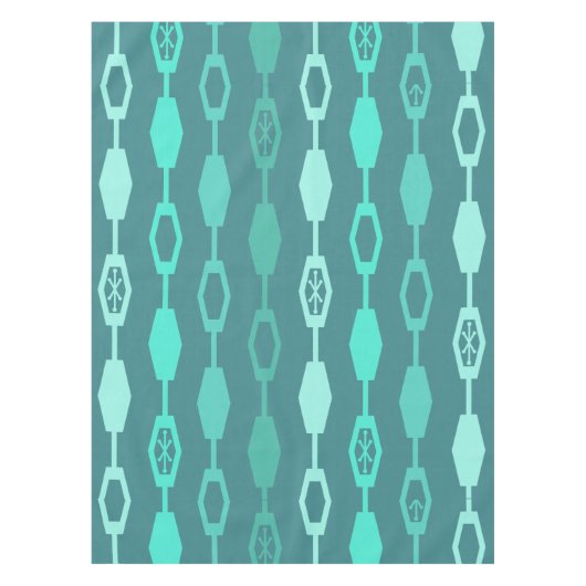 ミッドセンチュリーモダンチェーンティール（緑がかった色） テーブルクロス (正面)