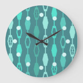 ミッドセンチュリーモダンチェーンティール(緑がかった色) ラージ壁時計 (正面)