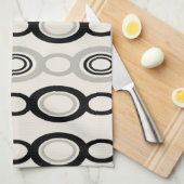 ミッドセンチュリーモダンチェーンリンクブラックグレー キッチンタオル (四つ折り)