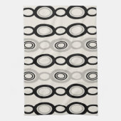 ミッドセンチュリーモダンチェーンリンクブラックグレー キッチンタオル (縦)