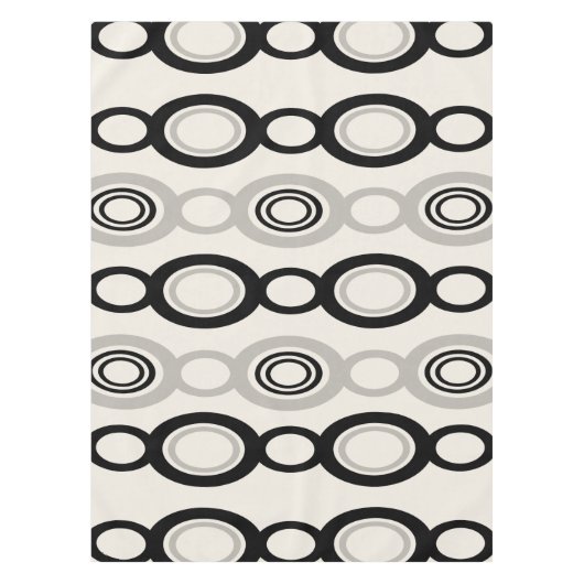 ミッドセンチュリーモダンチェーンリンクブラックグレー テーブルクロス (正面)