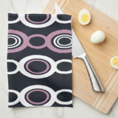 ミッドセンチュリーモダンチェーンリンクホワイトマウーブ キッチンタオル (四つ折り)