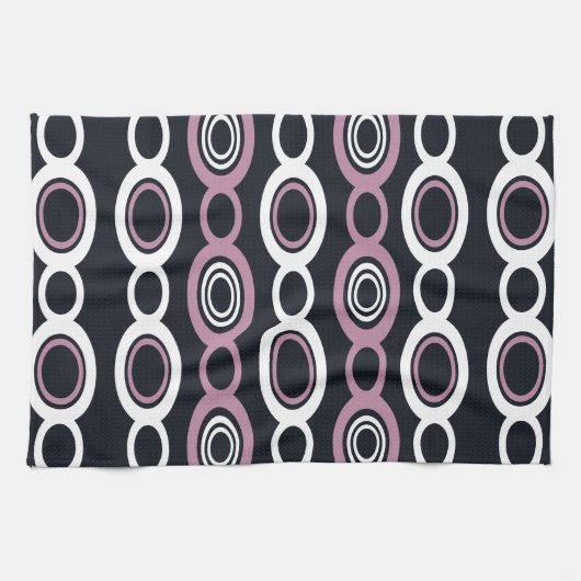 ミッドセンチュリーモダンチェーンリンクホワイトマウーブ キッチンタオル (横)