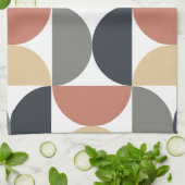 ミッドセンチュリーモダンチャコールサーモン キッチンタオル (折り畳み)