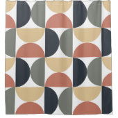 ミッドセンチュリーモダンチャコールサーモン シャワーカーテン (正面)