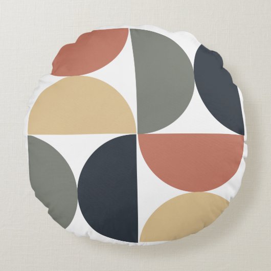 ミッドセンチュリーモダンチャコールサーモン ラウンドクッション (正面)