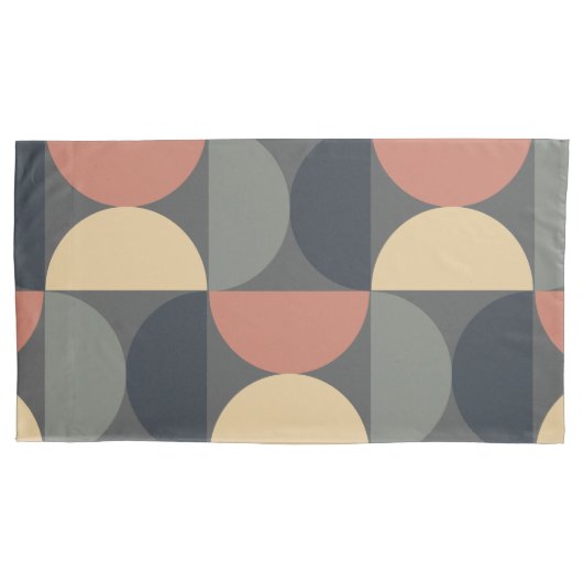 ミッドセンチュリーモダンチャコールサーモン 枕カバー (正面)