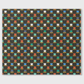 ミッドセンチュリーモダンチューリップ – ブラック ラッピングペーパー (フラット)