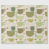ミッドセンチュリーモダンティーカップパターン ラッピングペーパー (フラット)