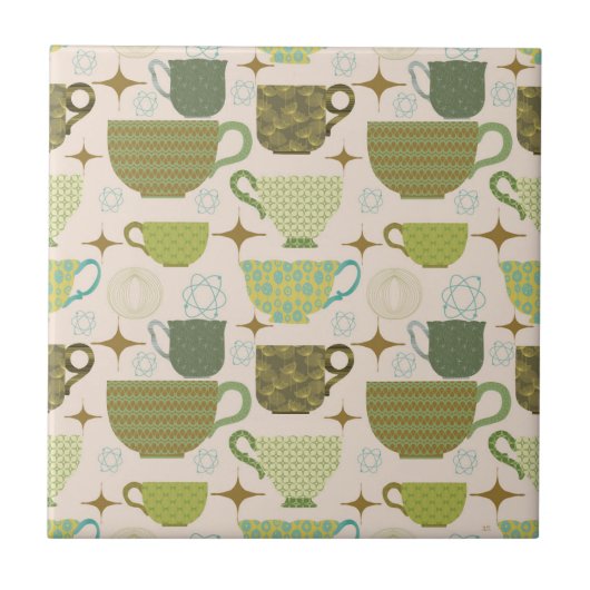 ミッドセンチュリーモダンティーカップ タイル (正面)