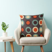 ミッドセンチュリーモダンティール（緑がかった色）とオレンジ クッション (椅子)