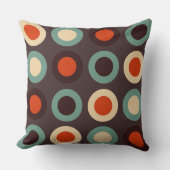 ミッドセンチュリーモダンティール（緑がかった色）とオレンジ クッション (正面)