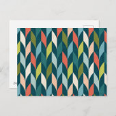 ミッドセンチュリーモダンティール(緑がかった色)&コーラルパターン シーズンポストカード (正面/裏面)