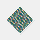 ミッドセンチュリーモダンティール(緑がかった色)&コーラルパターン スタンダードカクテルナプキン (角)