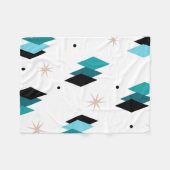 ミッドセンチュリーモダンティール（緑がかった色）ダイヤモンド フリースブランケット (正面(横))