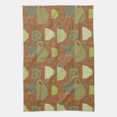 ミッドセンチュリーモダンテラコッタティーカップ キッチンタオル (縦)